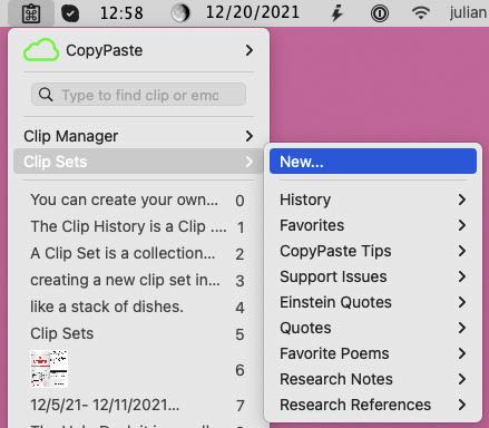 CopyPaste can create set of clips