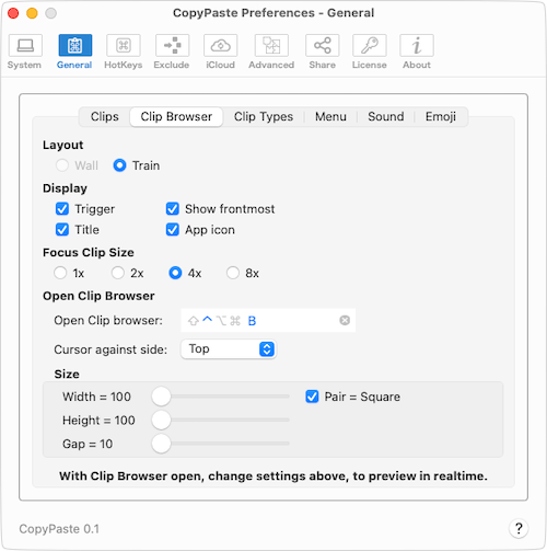CopyPaste - Clip Browser Prefs